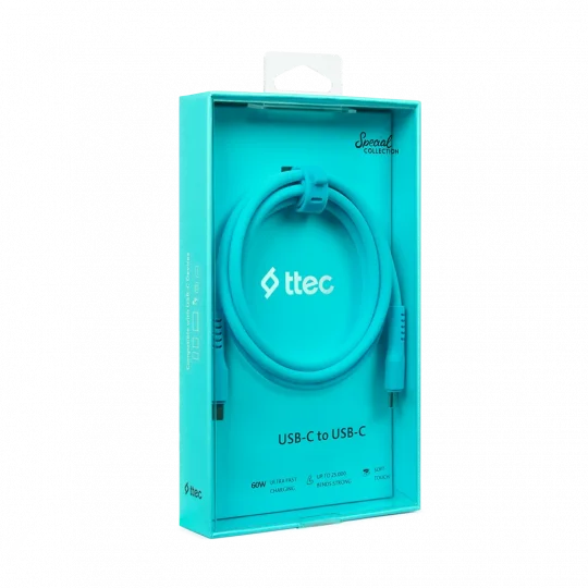ttec USB-C - USB-C 60W PD/QC Fast Charging/Data Cable, 120cm 2DK59NM