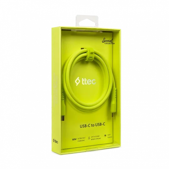 ttec USB-C - USB-C 60W PD/QC Fast Charging/Data Cable, 120cm 2DK59NS