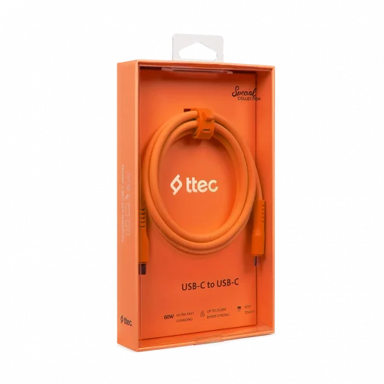 ttec USB-C - USB-C 60W PD/QC Fast Charging/Data Cable, 120cm 2DK59NT