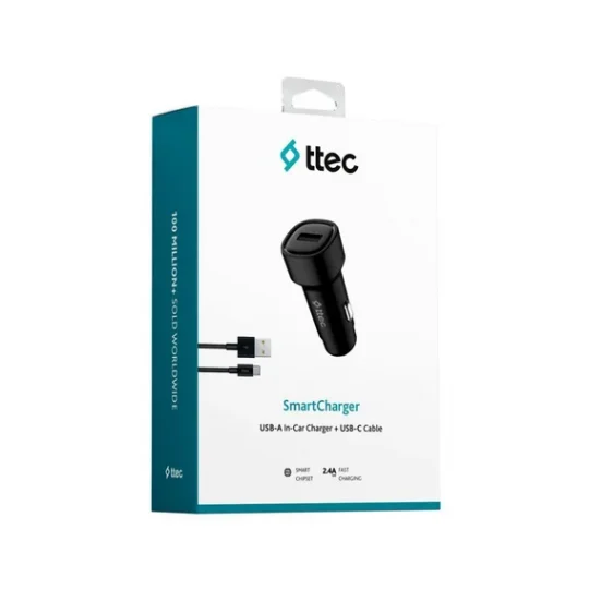 ttec SmartCharger 2.4A Car Charger + USB-C Cable 2CKS30CS